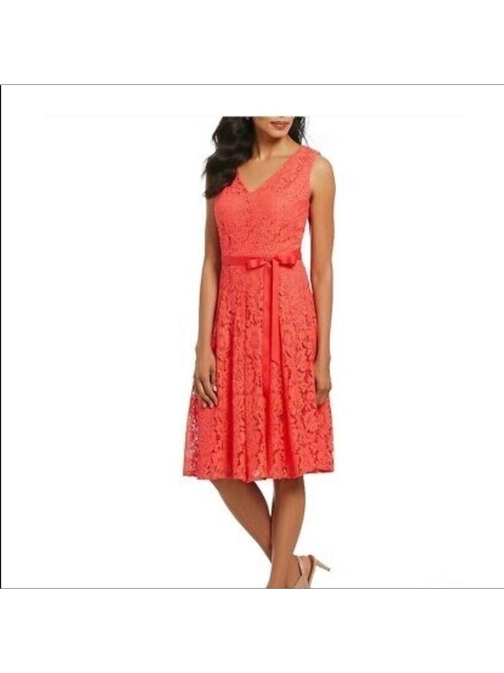 leslie Fay Mango Lace Sleeveless Dress